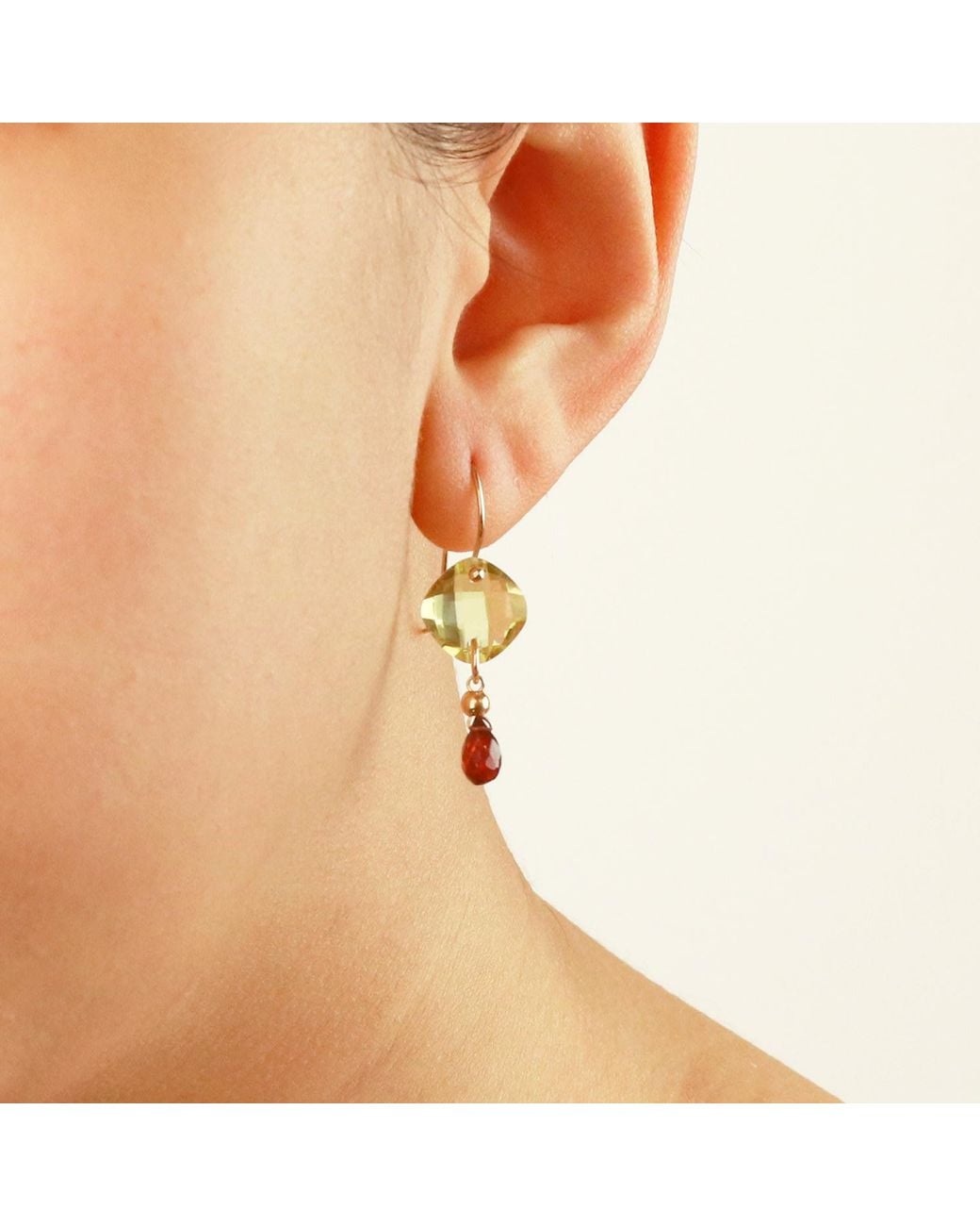 MOUNIR LONDON Yellow Lemon Quartz Drop Statement Earrings