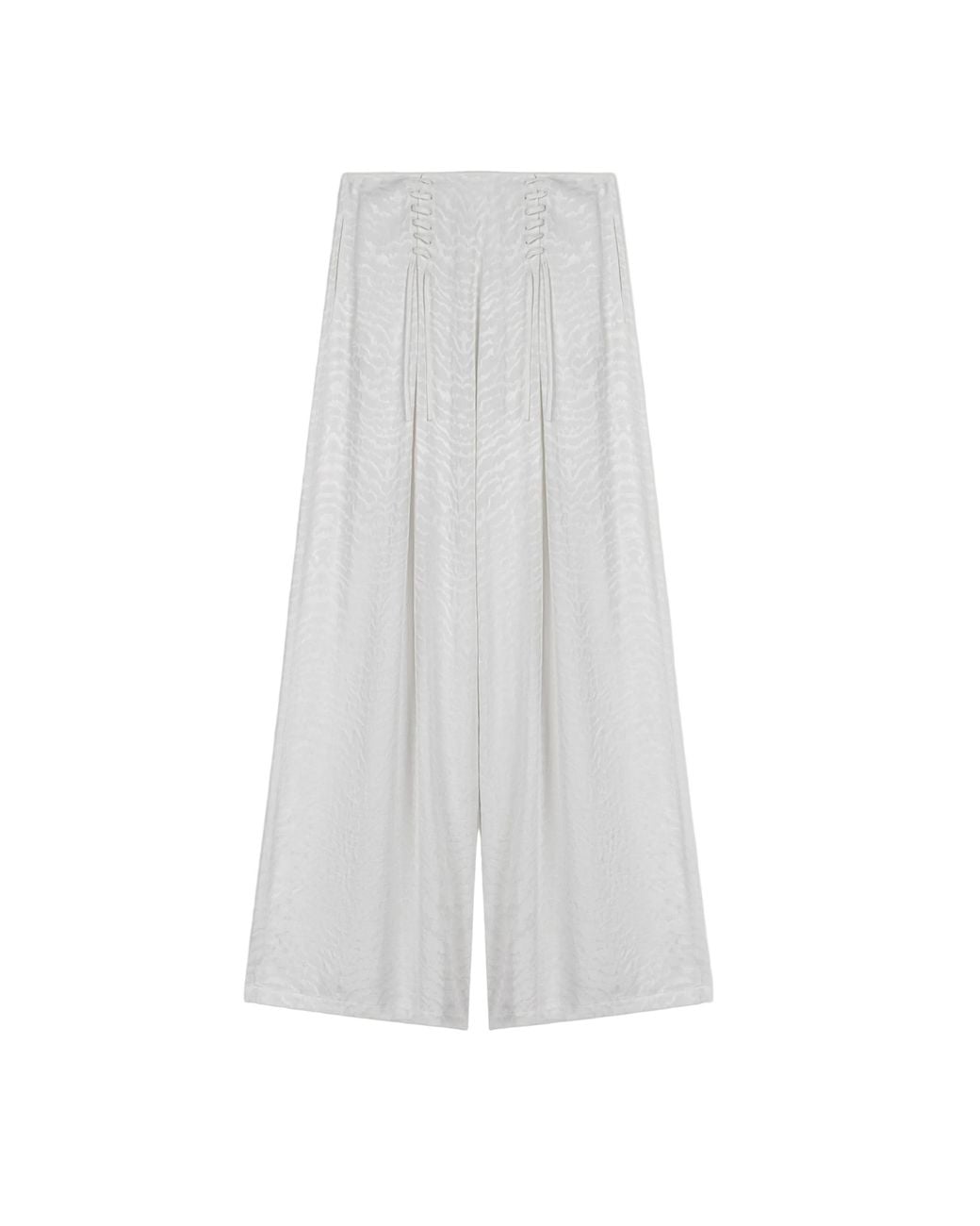 Nocturne White Lace-Up Wide-Leg Pants