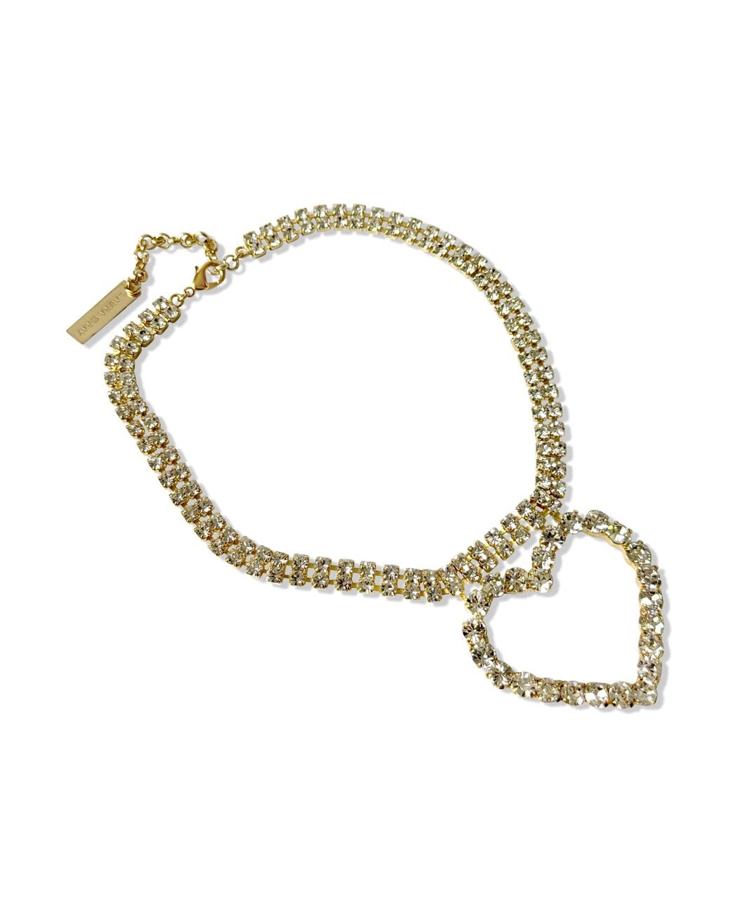 Laura Gray Metallic Diamond Crystal Heart Necklace