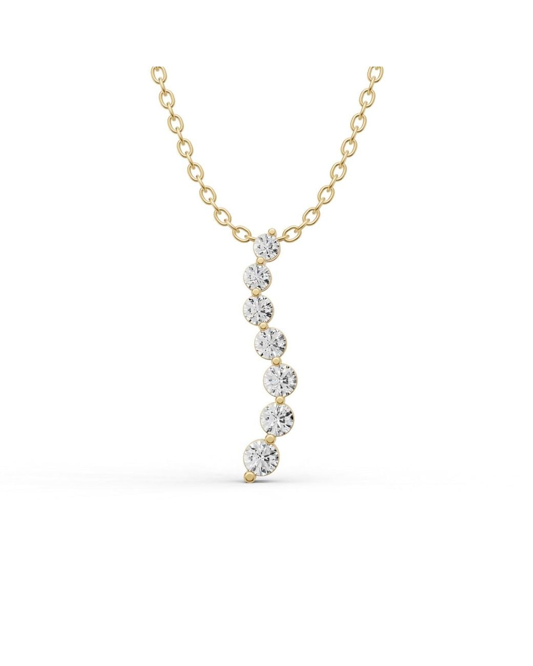 SEREIA OFFICIAL Metallic 14K 0.75 Ct Necklace Lab Grown Diamond Journey Pendant