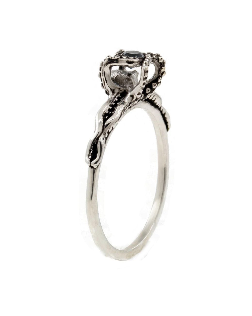 Lee Renee Black Octopus Blue Topaz Ring Silver