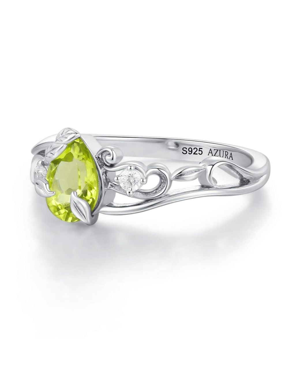Azura Jewelry New York White Springtide Bloom Peridot Ring Vermeil