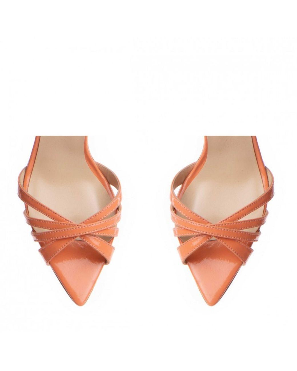 The 5Th Element Pink Ana Glossy Coral Leather Heel Sandals