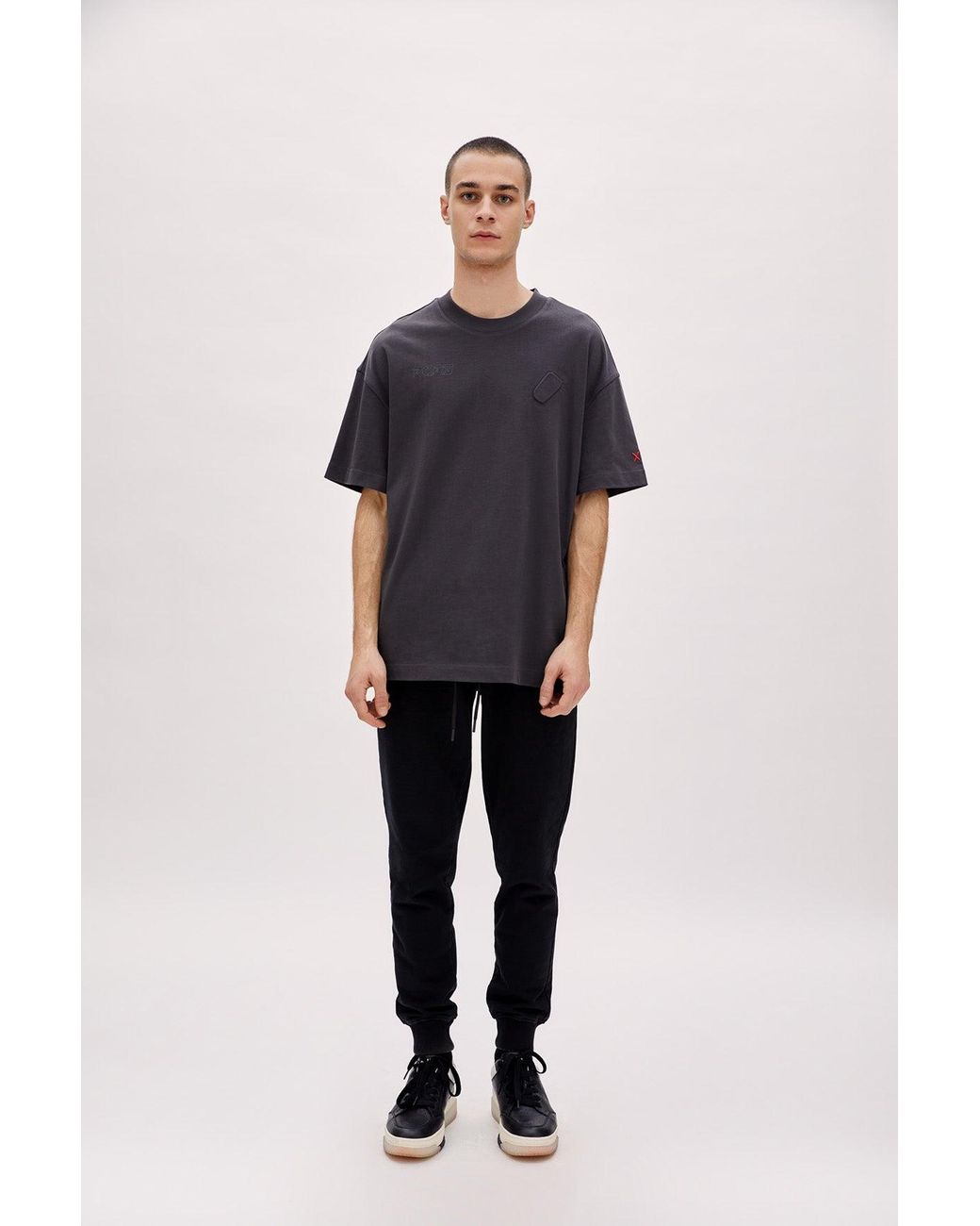 Pcfg Blue Oversized Tee With Emboss Detail for men
