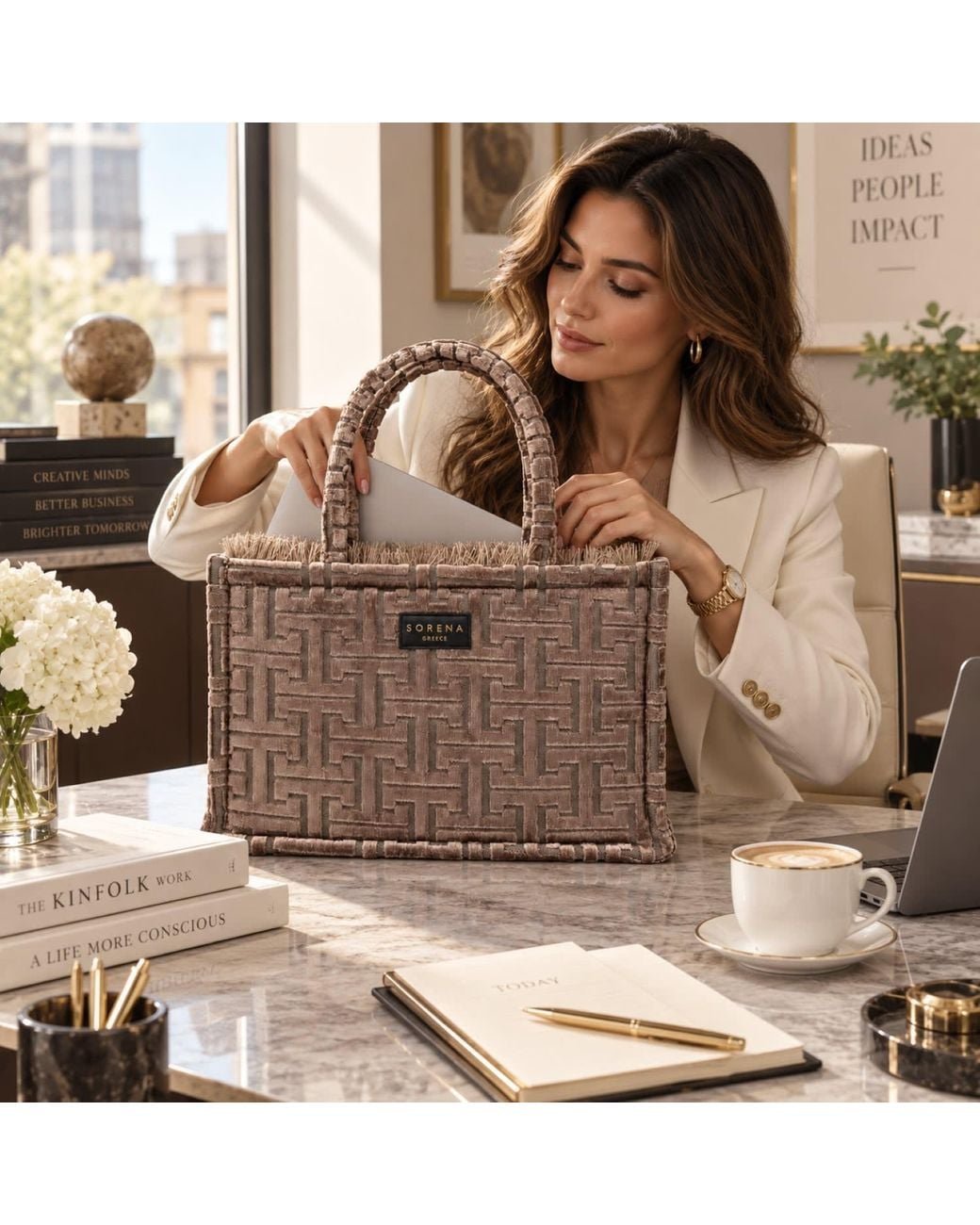 Sorena Brown Neutrals Calisti Medium Tote Bag