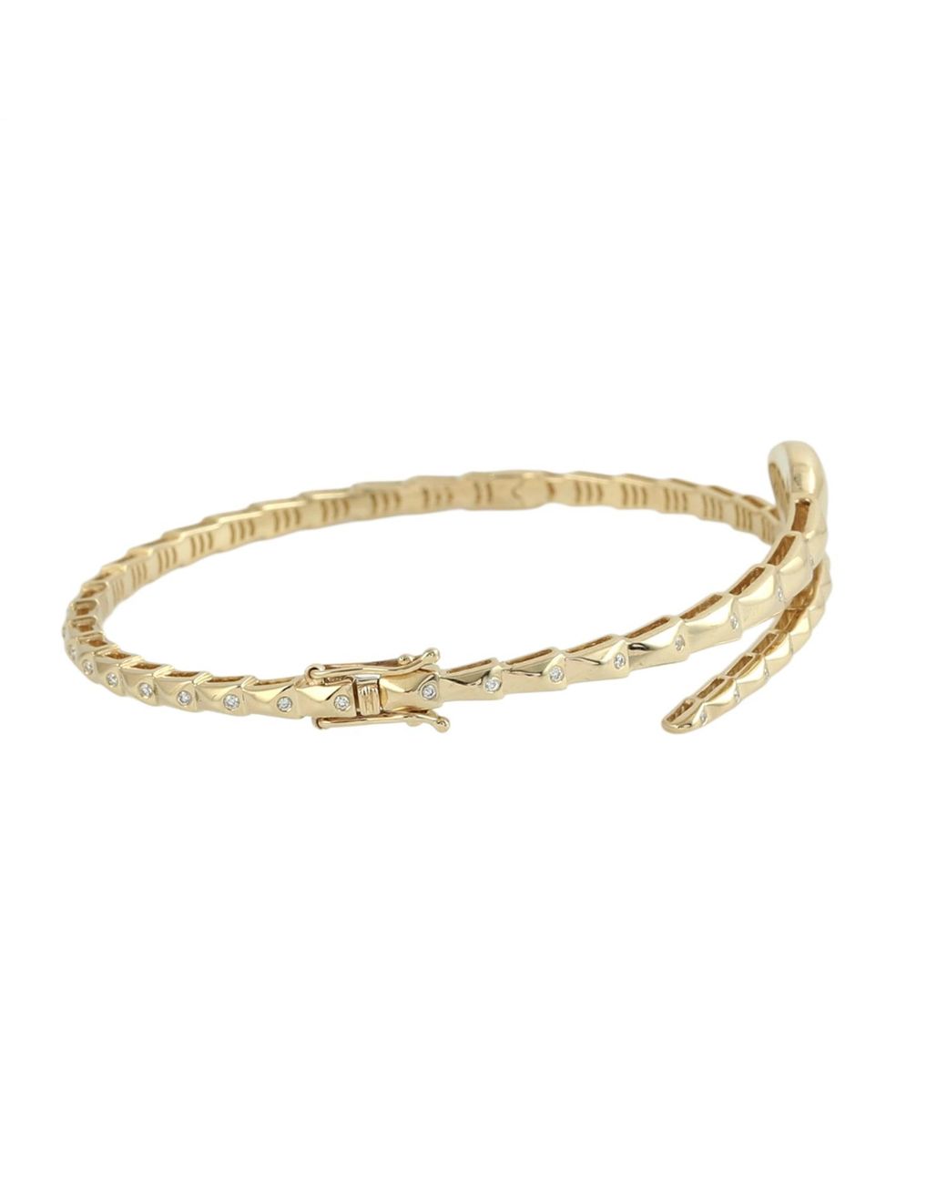 Artisan Metallic Diamond Snake Wrap Bangle Bracelet