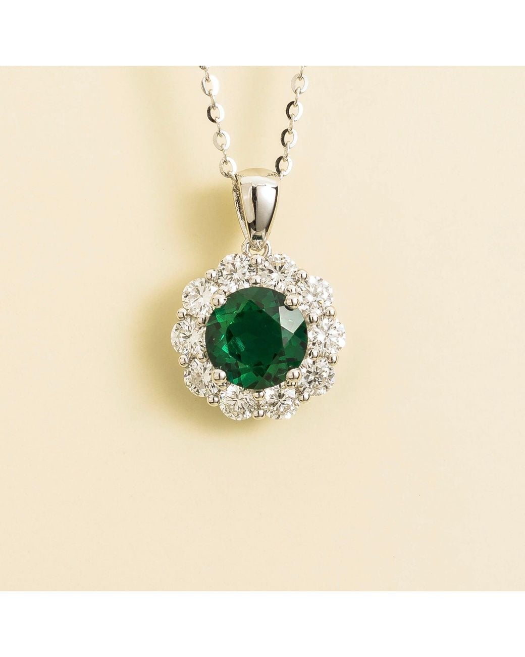 Juvetti Green Floret Necklace Set With Emerald & Diamond