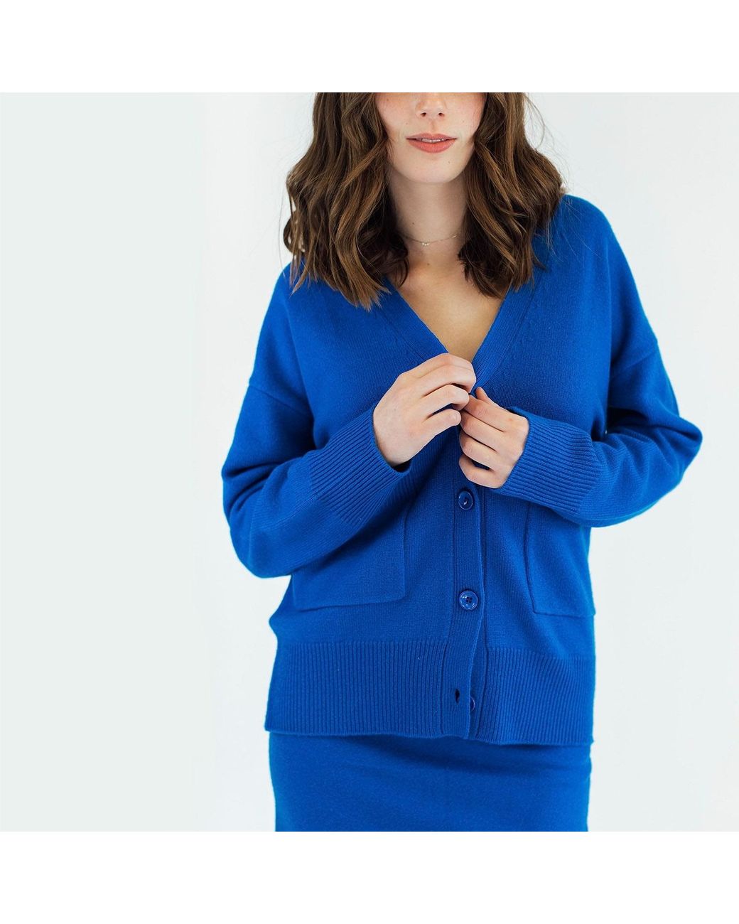 Zenzee Blue Cashmere V-Neck Cardigan