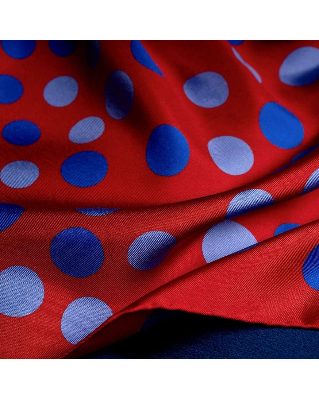 Otway & Orford Red 'Planetarium' Polka Dot Silk Pocket Square for men