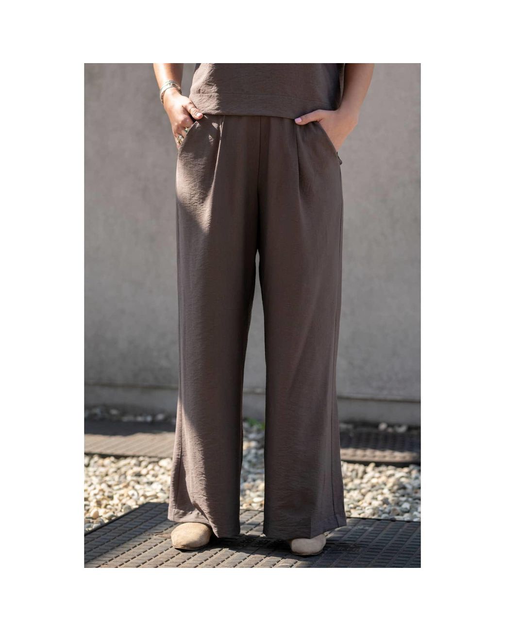 Oh!Zuza Brown Neutrals Echo Wide-Leg Viscose Trousers – Cocoa