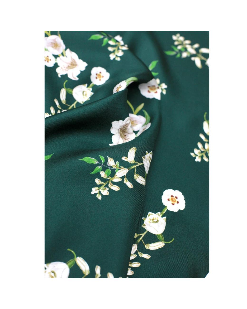 Jessie Zhao New York Green Lily Garden Double Sided Silk Scarf