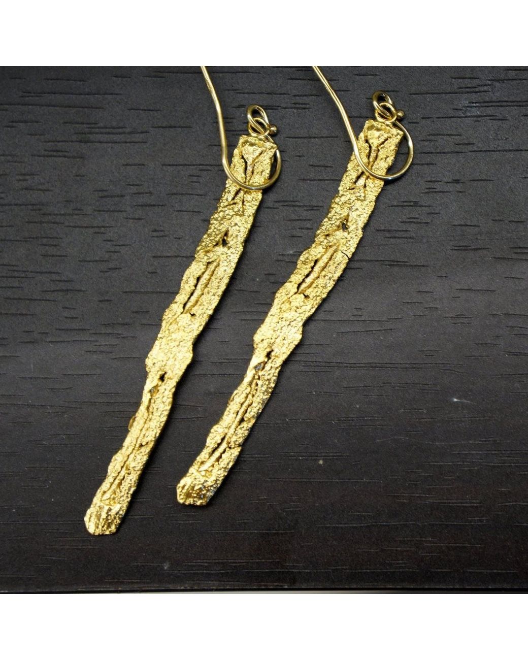 Mother Nature Jewelry Metallic Tree Bark Earrings, Handmade Statement Dangles