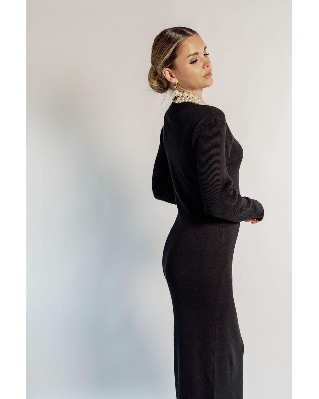 Rave on Trend Black Knot Detail Knitted Maxi Dress