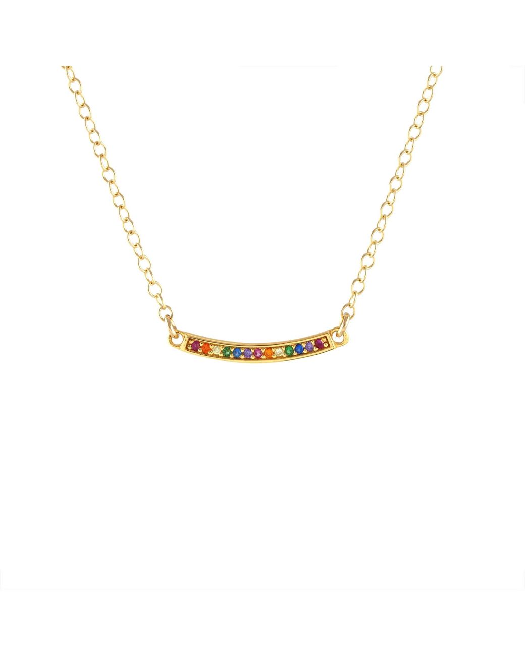 Kris Nations Metallic Bar Crystal Charm Necklace