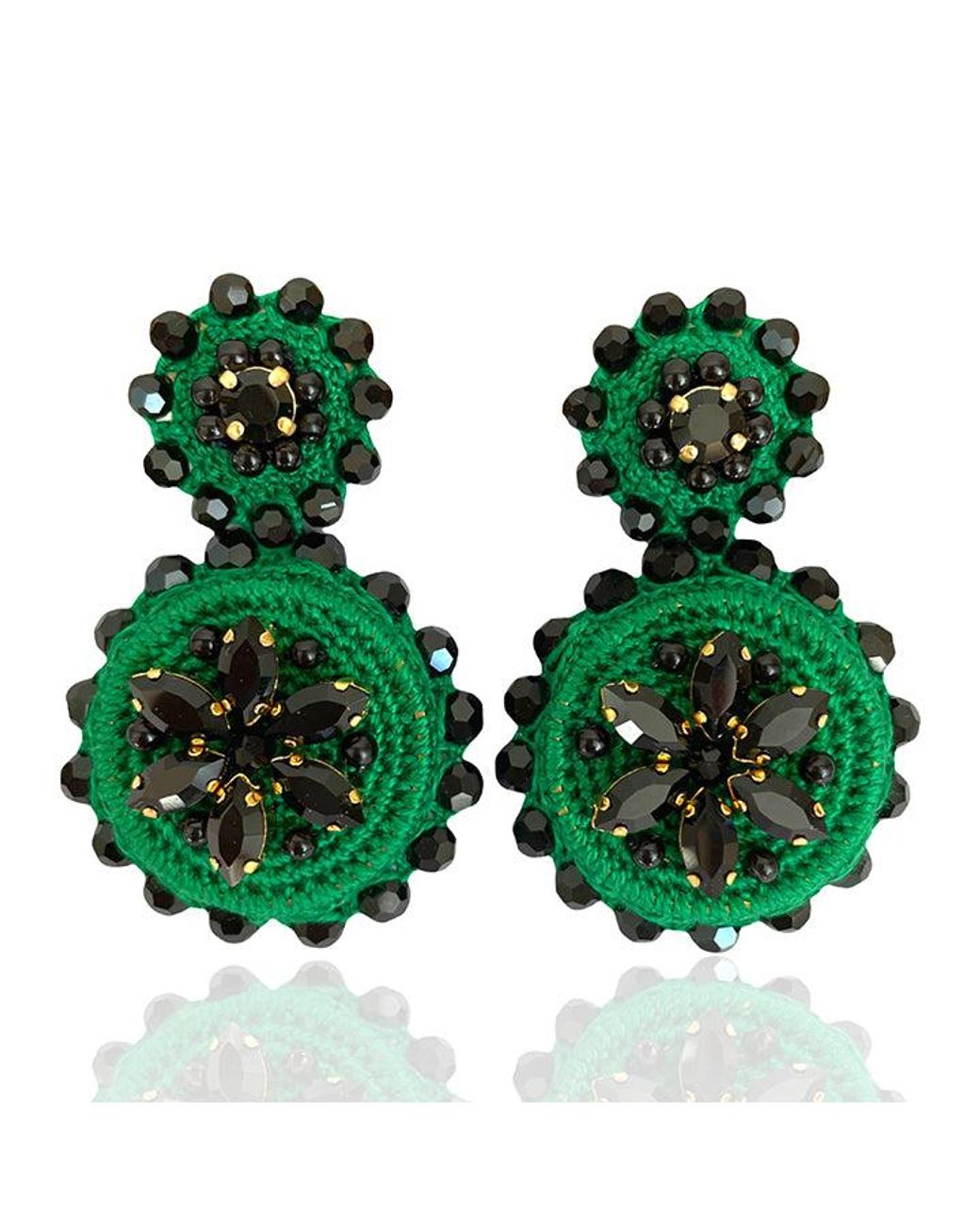 PINAR OZEVLAT Green Flower Drop Emerald