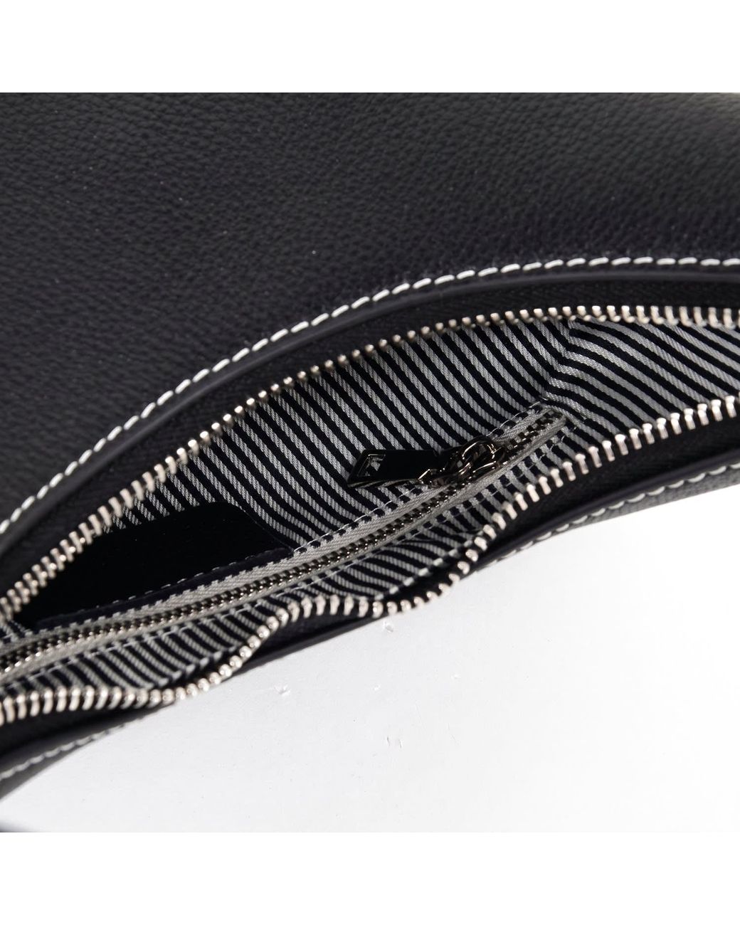 Modenaire Black Curved Shoulder Bag With Sculpted Silhouette And Zip Closure