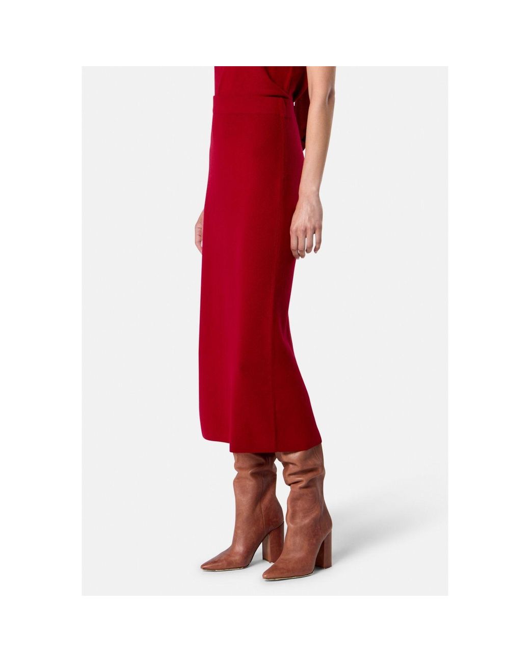 Helen Mcalinden Red Rhea Ribbed Ruby Cashmere Skirt