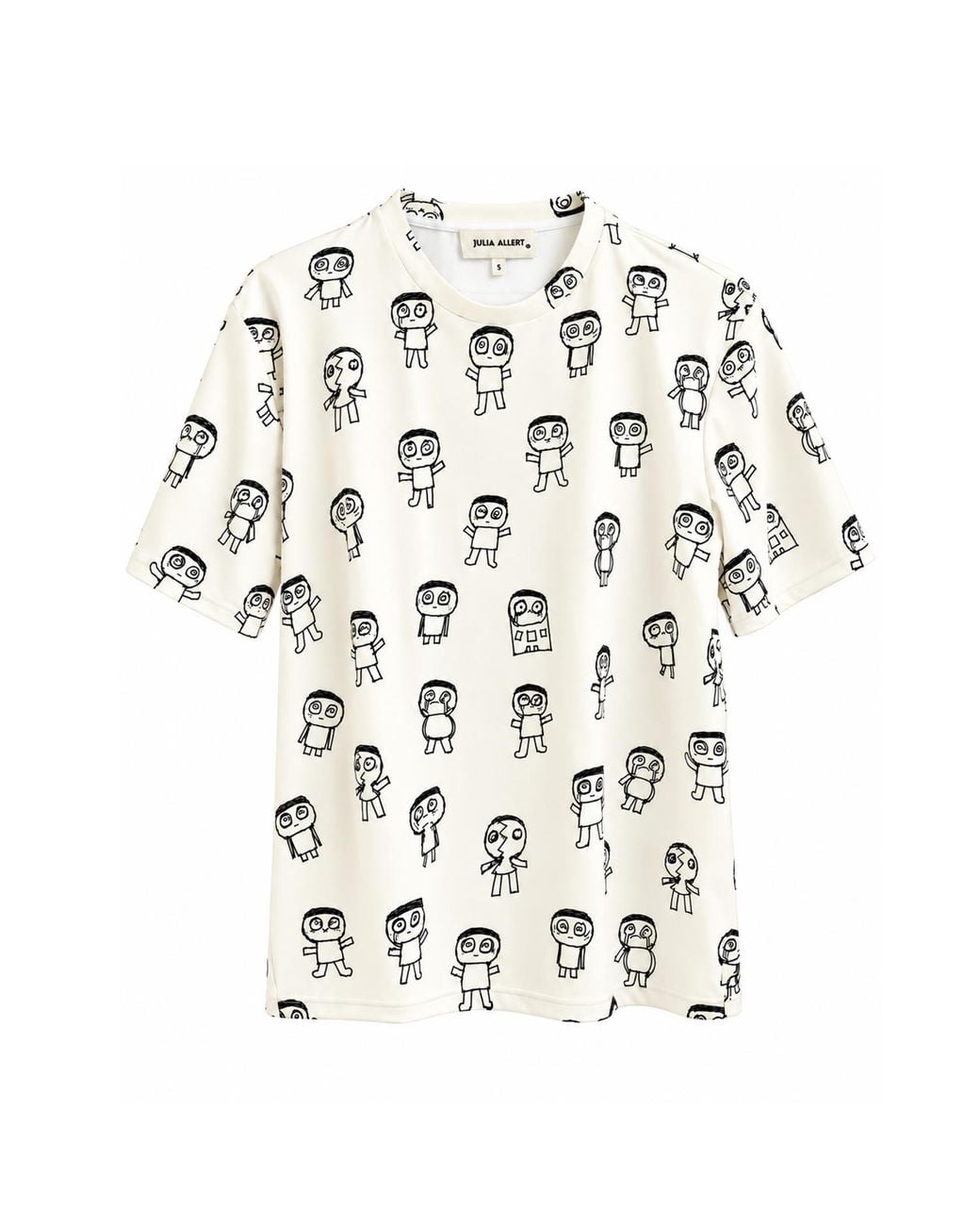 Julia Allert White Art Print Crew Neck T-Shirt – Ivory