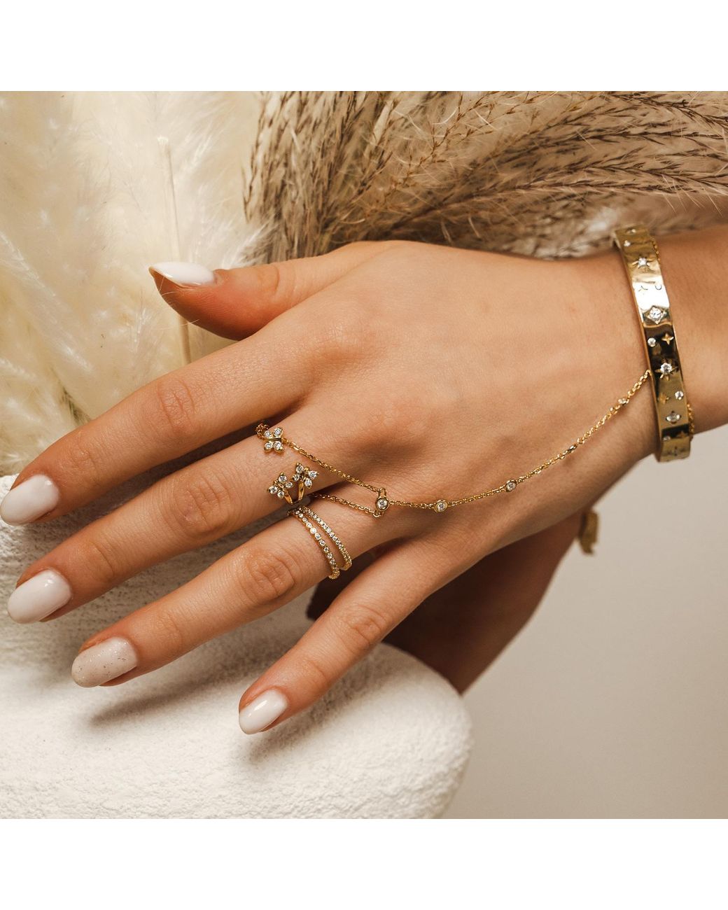 BLOOMTINE | Earth Angel HQ Metallic Illuminess Premium Vermeil French Pavé Sparkle Stacking Ring