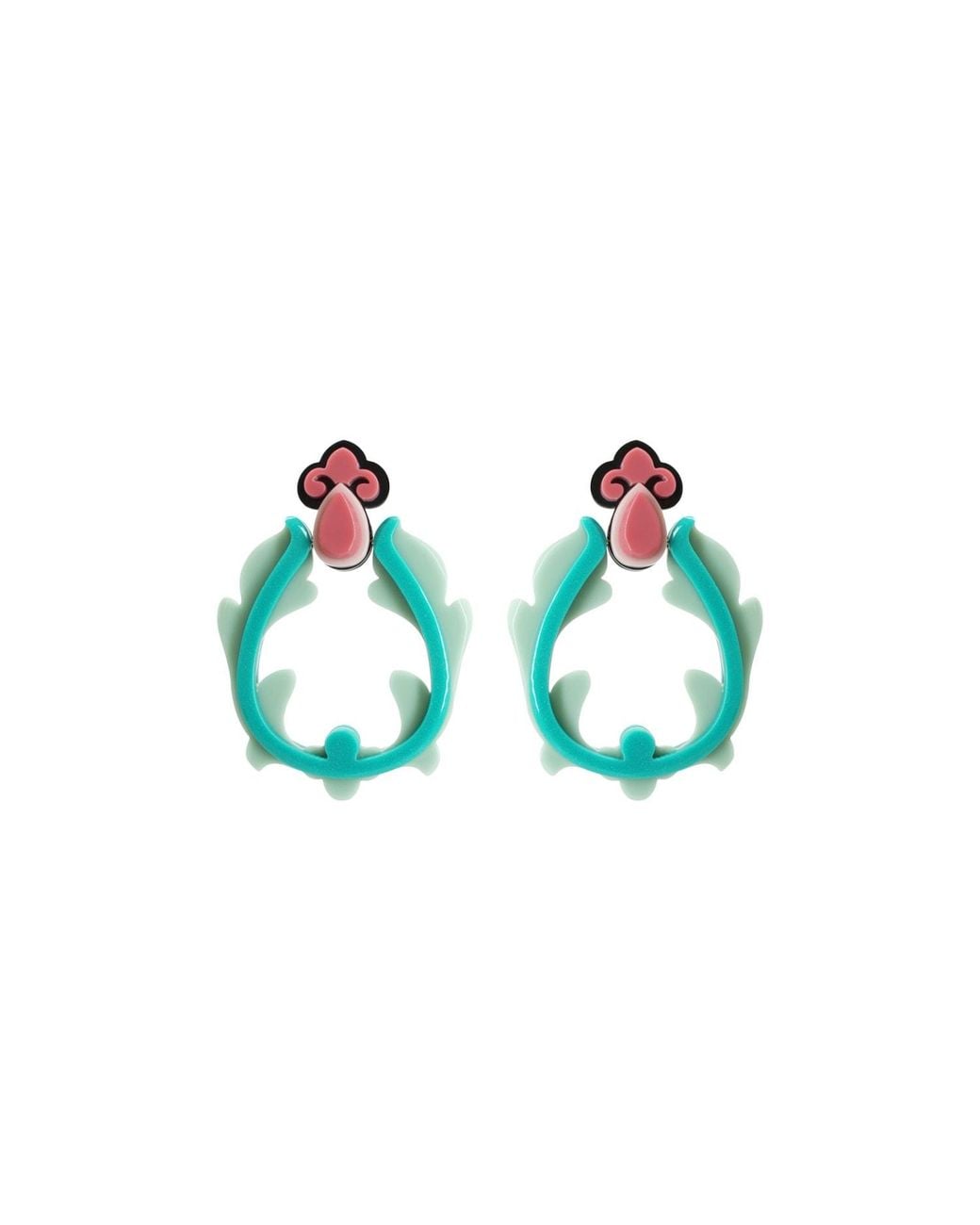 Gissa Bicalho Blue Handmade Acrylic Earring Hoops Petals Candy
