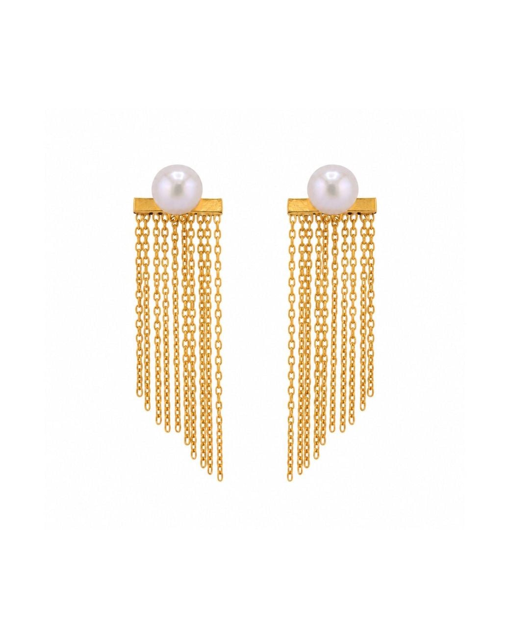 Lalinde Metallic Pearl Chain Cascade Earrings