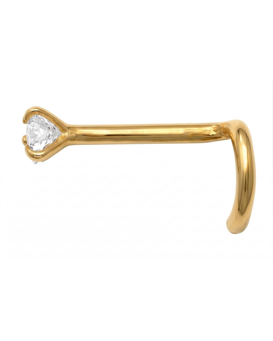 Zahav Jewelry Metallic 10K Solid 20G Triangle Cz Nose Stud