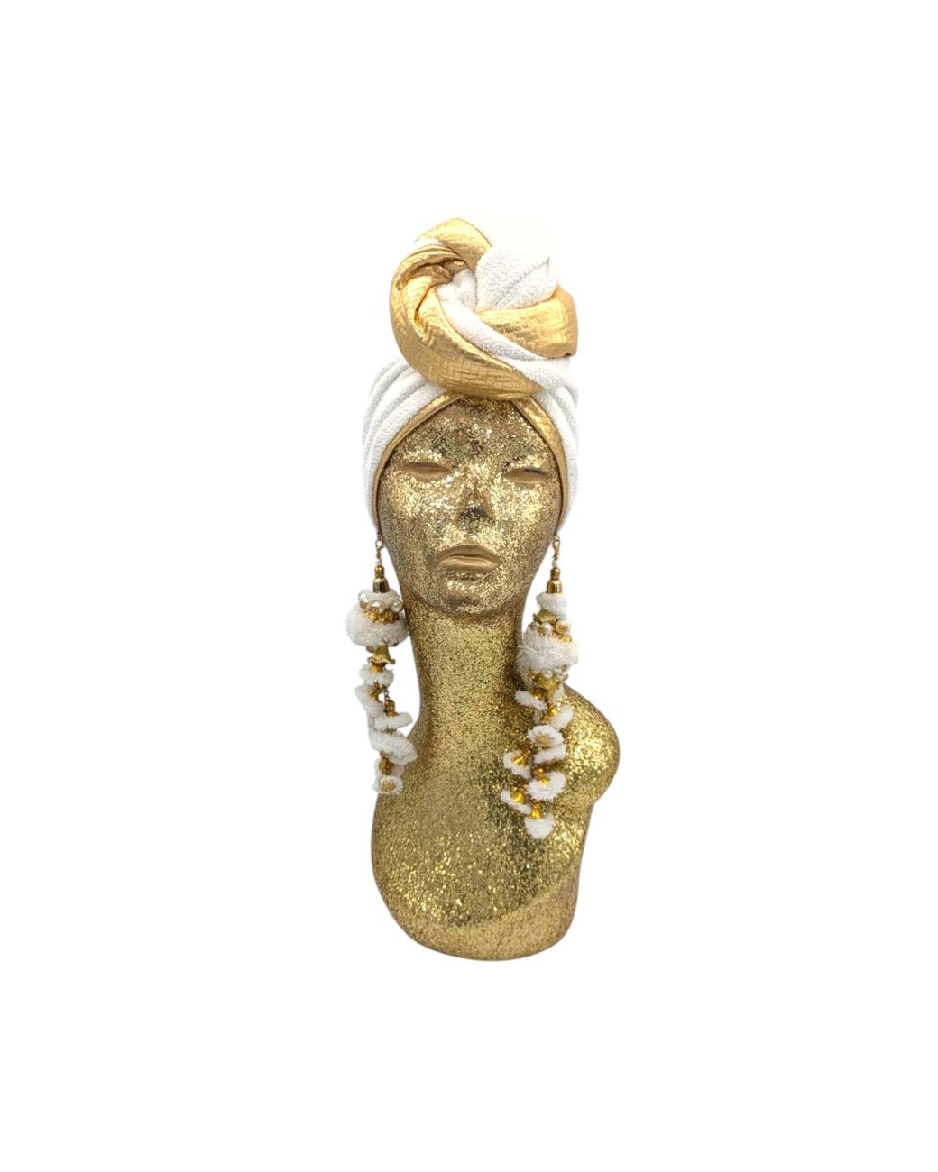 Julia Clancey Metallic Zia Golden Ivory Mestiza Reversible Turban