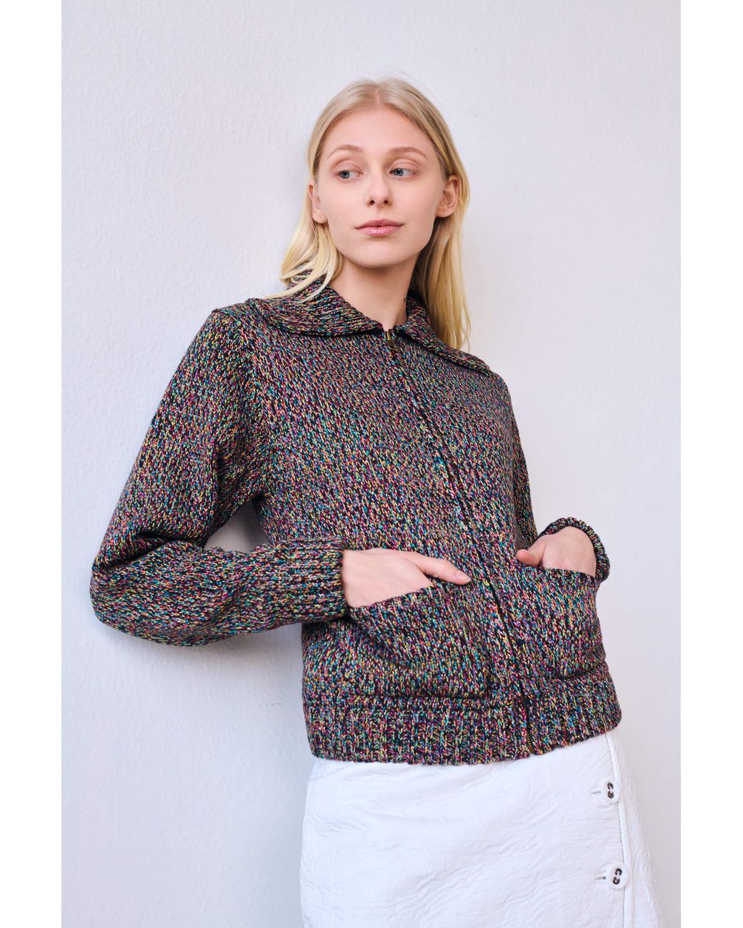 Gigi Knitwear Gray Goldie Zip Cardigan