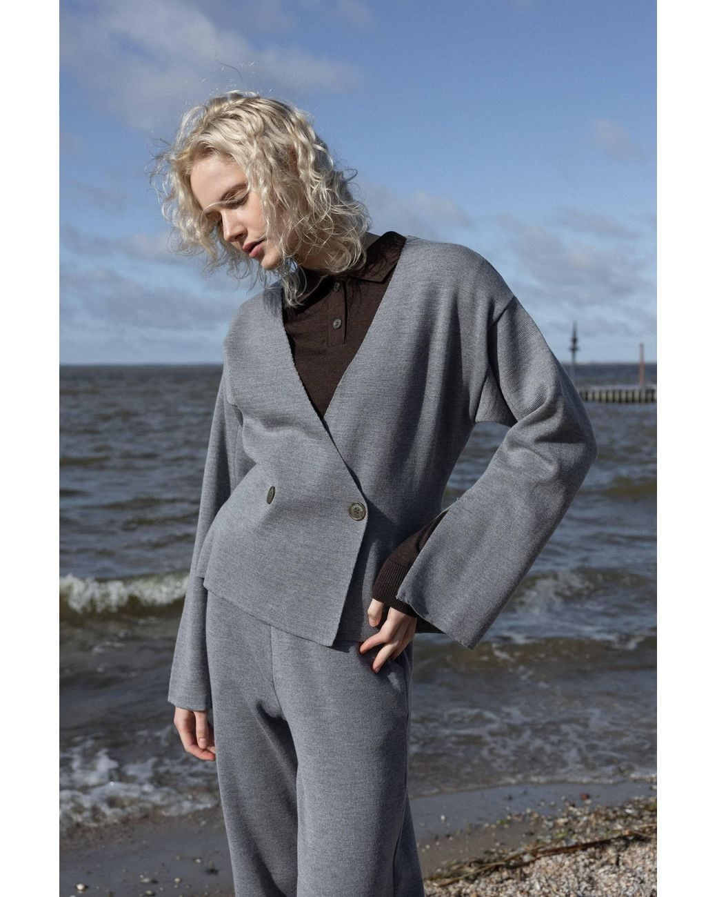 SALANIDA Gray Galante Knitted 100% Merino Blazer Light