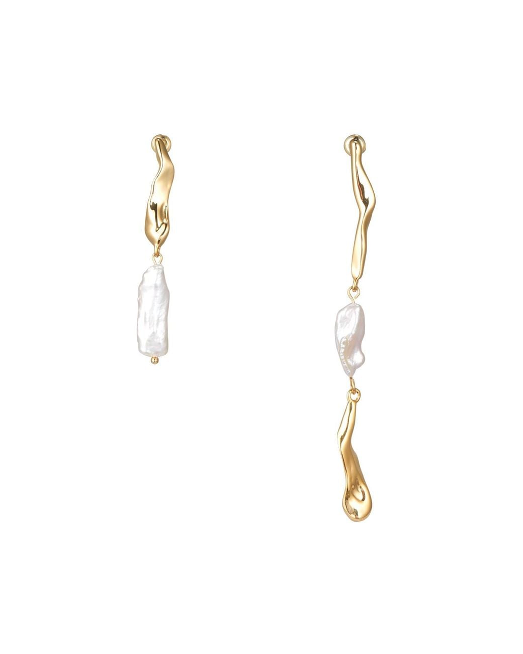 Classicharms Metallic Asymmetrical Molten Baroque Pearl Earrings