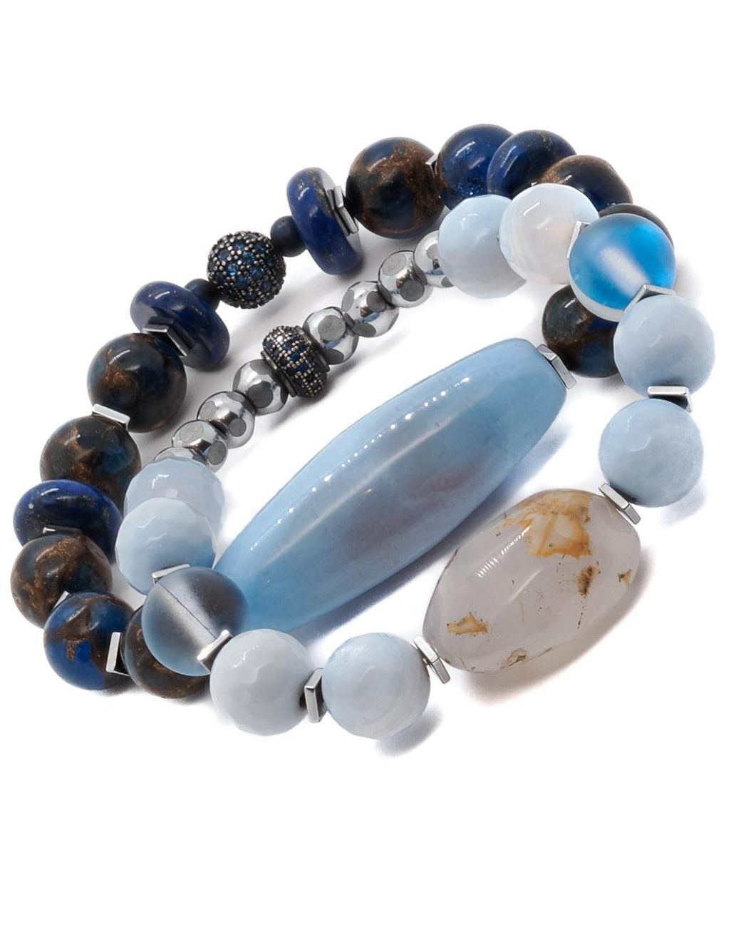Ebru Jewelry Blue Ocean Inner Peace Bracelet Set