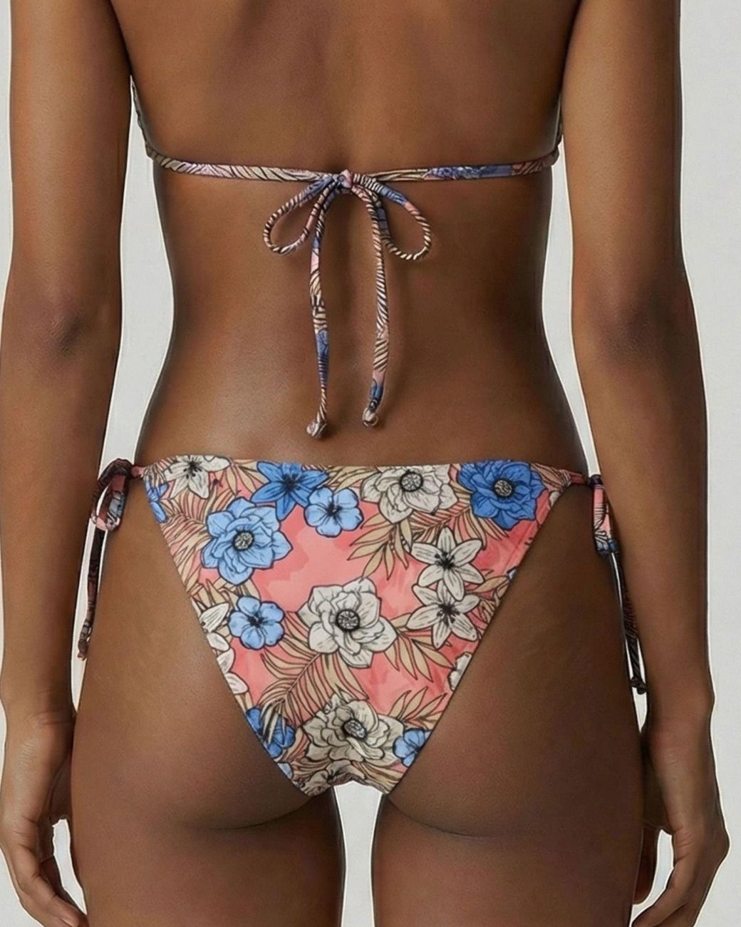 Lords of Harlech Blue Bonita Tropical Mix Coral Bikini Bottom