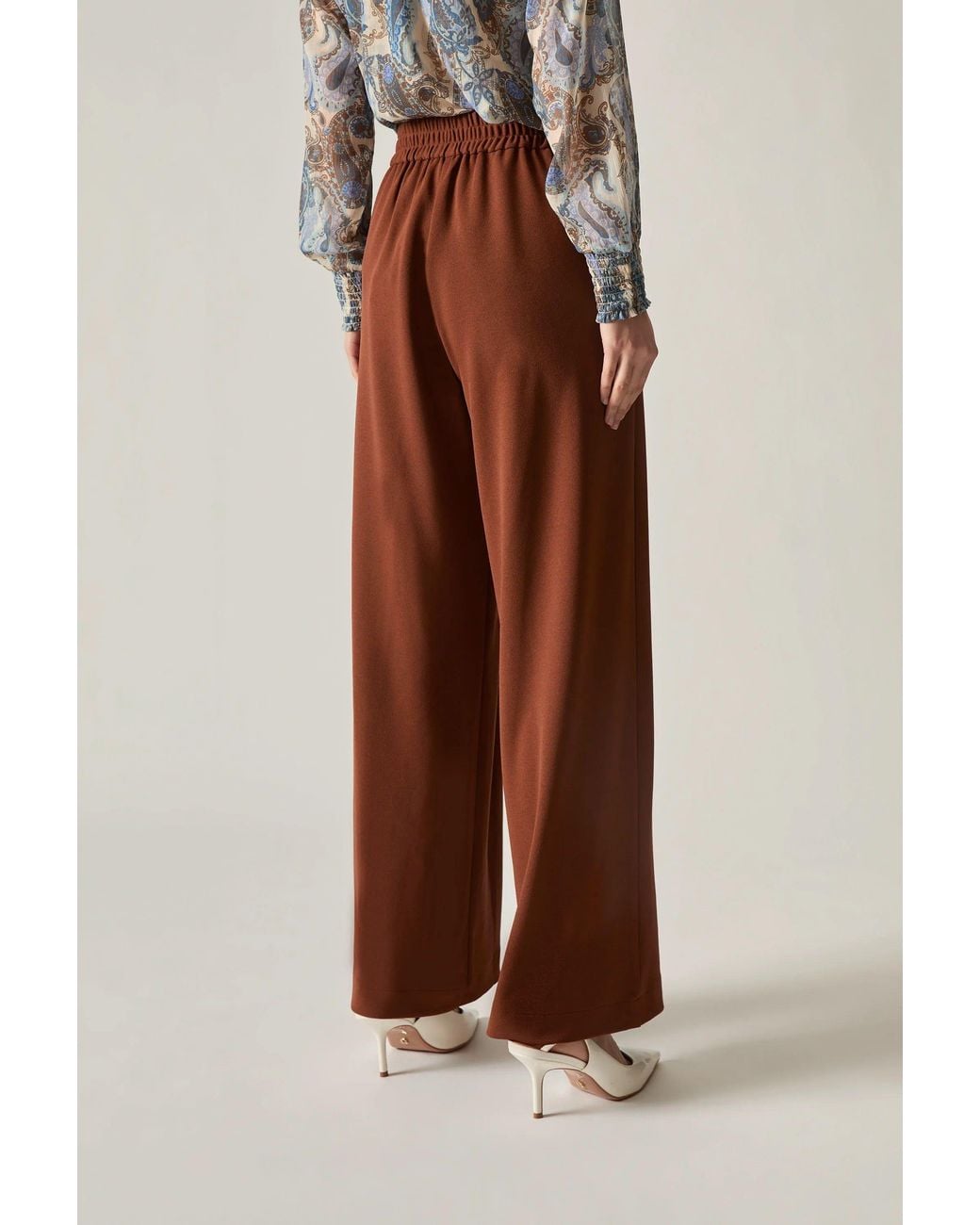 James Lakeland Brown Rust Wide Leg Suit Trousers
