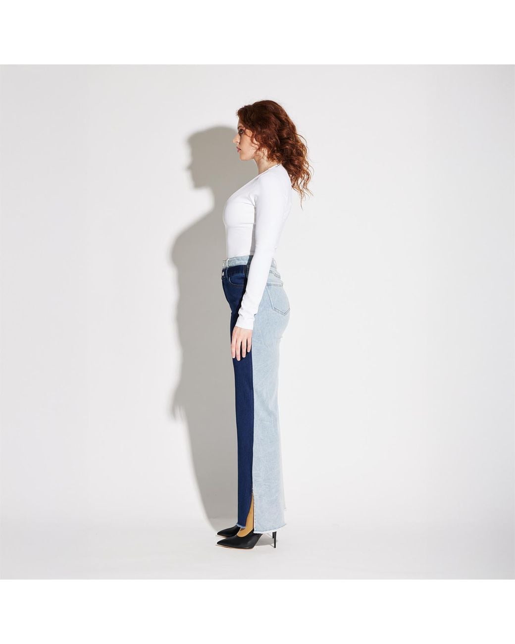 Circular Path Blue Loose Denim Wide Leg Pants