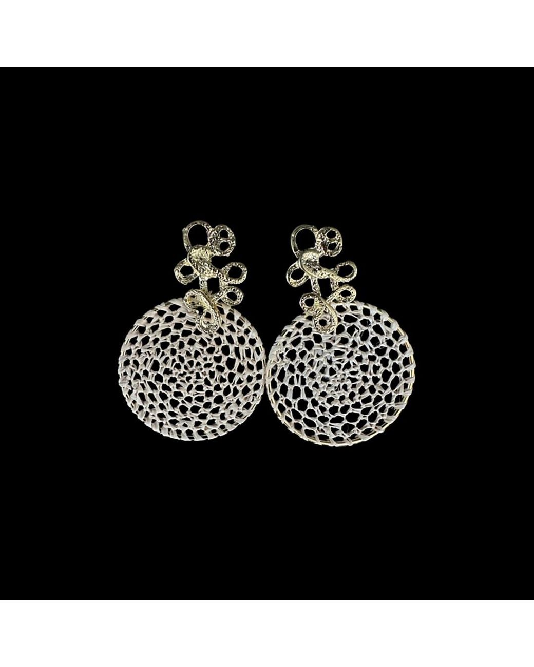 Nart Nature Making Art Metallic The Buriti Natural Fiber Lace Earrings