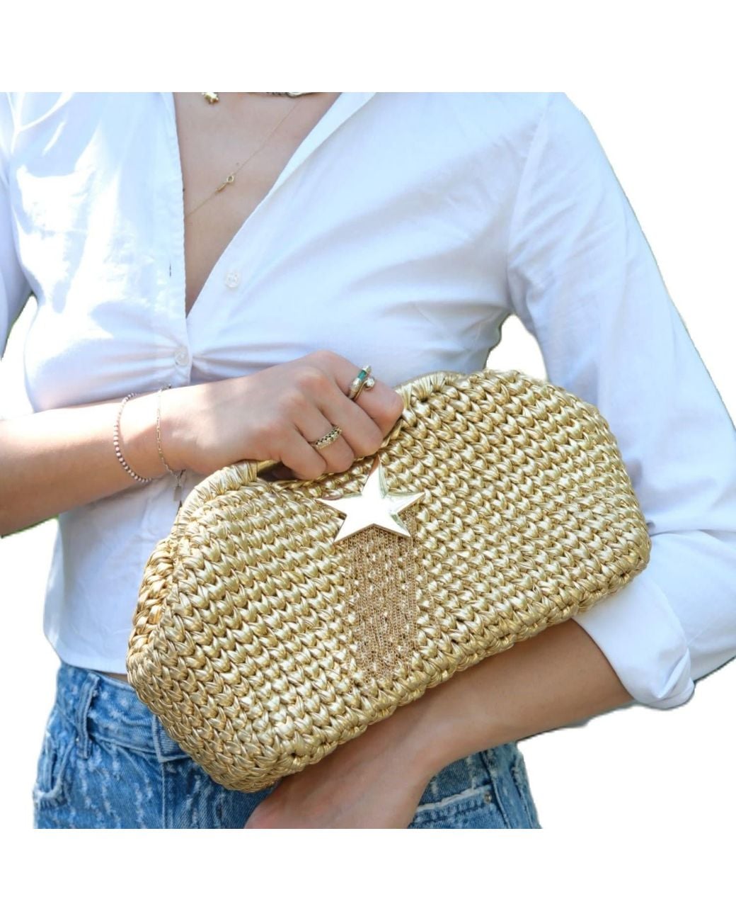 Springmoonatelier Blonde Venüs Handcrafted Metallic Yarn Bag
