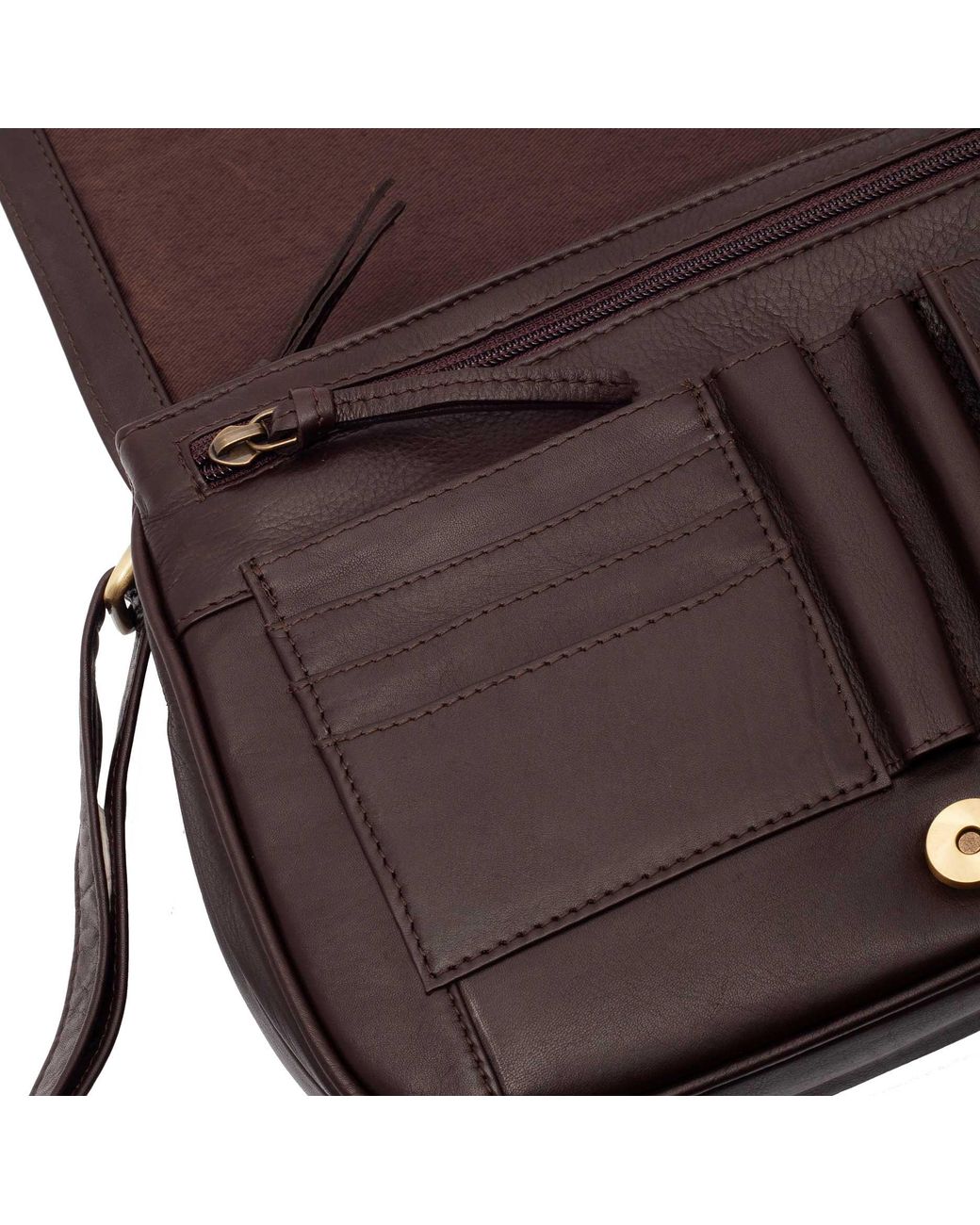 Lloyd Baker Brown Nahan Flap-Over Leather Crossbody Bag