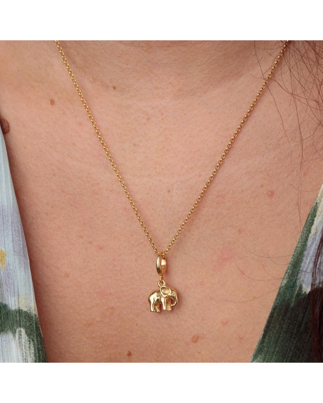 Lily Charmed Metallic Plated Elephant Charm Necklace