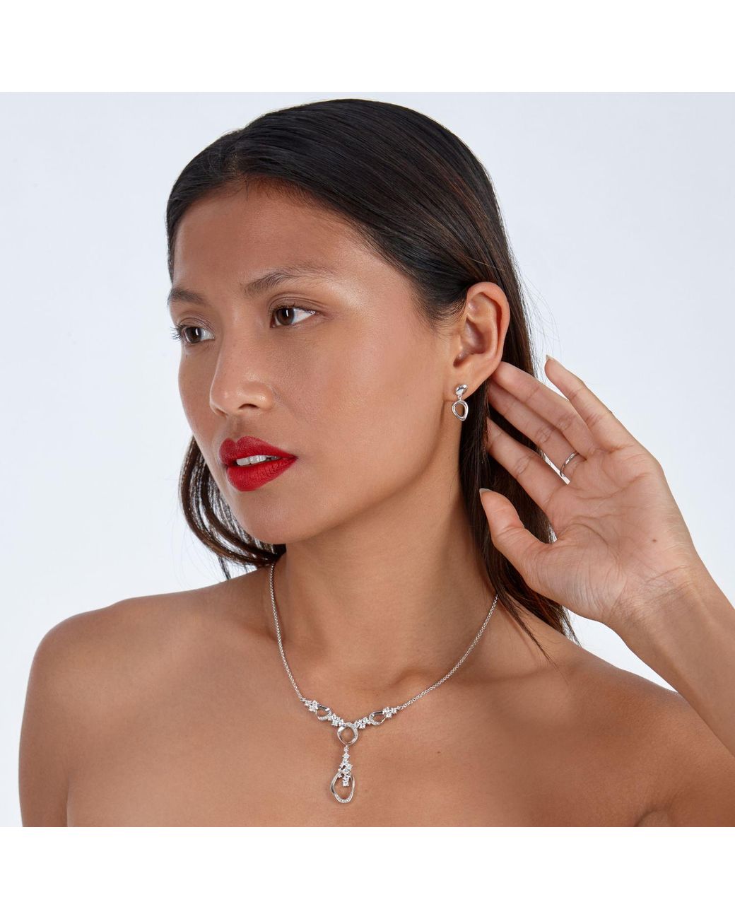 Lucy Quartermaine Metallic Volcan Stud Drop Earrings