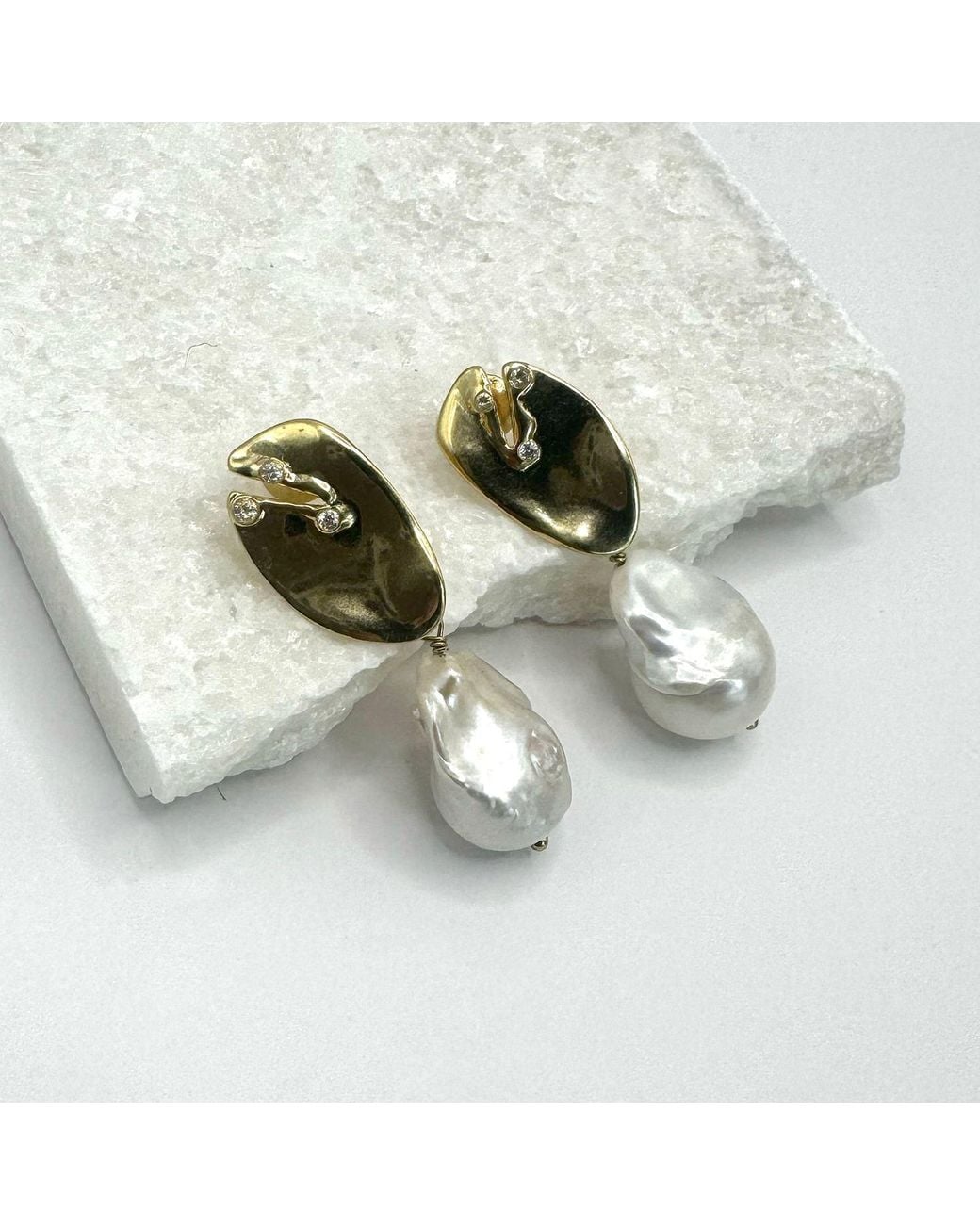 Rare Matters Jewelry Metallic Baroque Pearl Statement Earrings