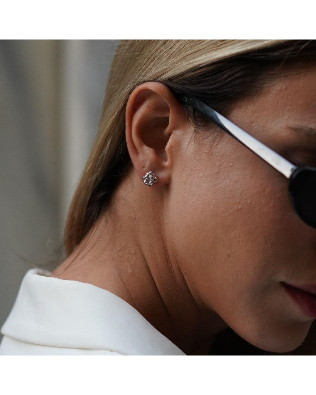 Spero London White Sterling Dorissa Beaded Stud Earring
