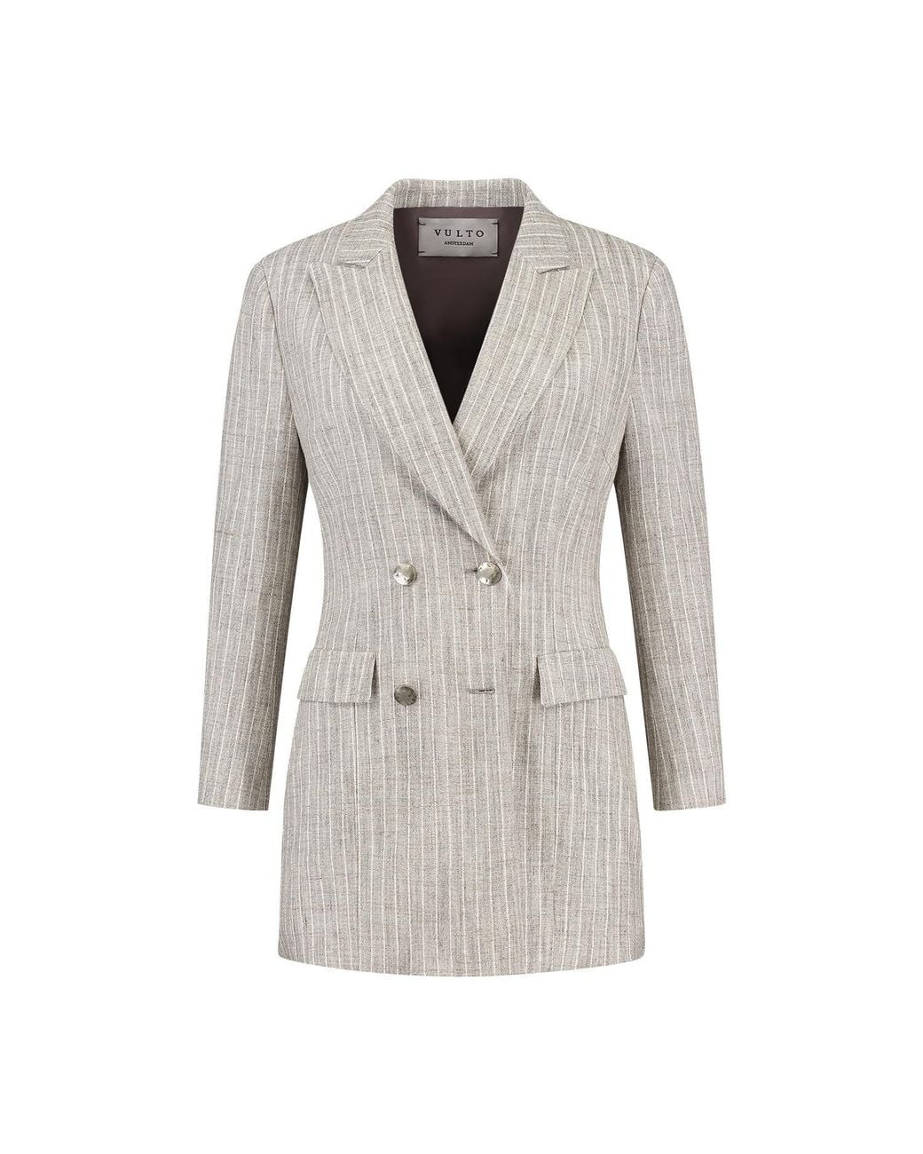 Vulto Gray Neutrals Silk Linen Jacket