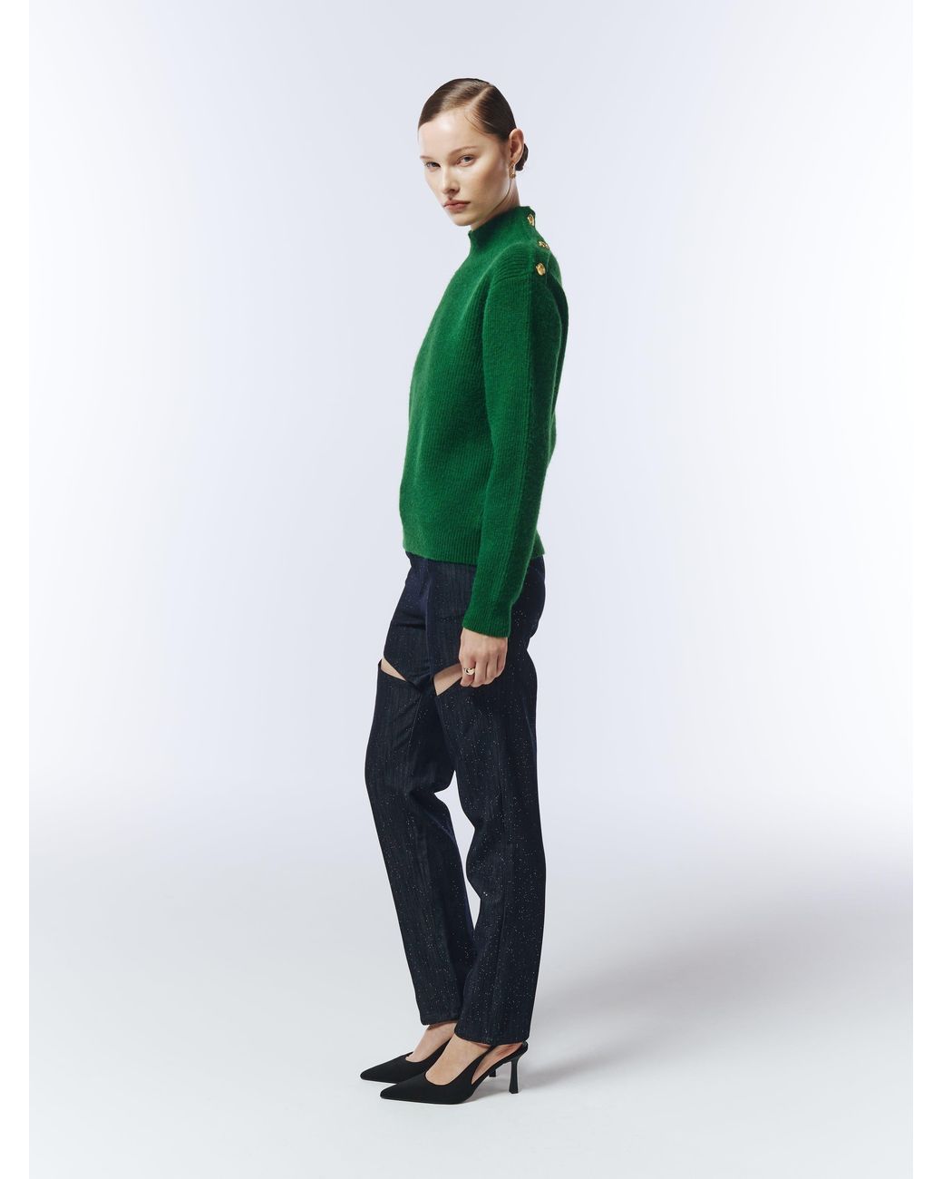 Sour Figs Green Button Shoulder Jumper