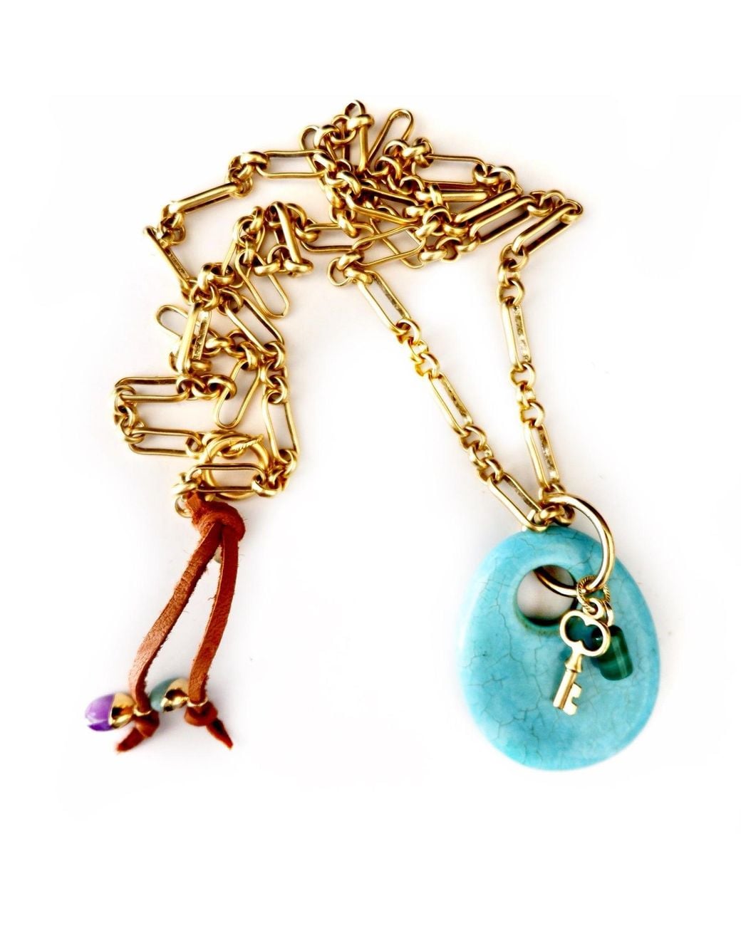 Persia Dona Jewelry Metallic Stone X Key Necklace