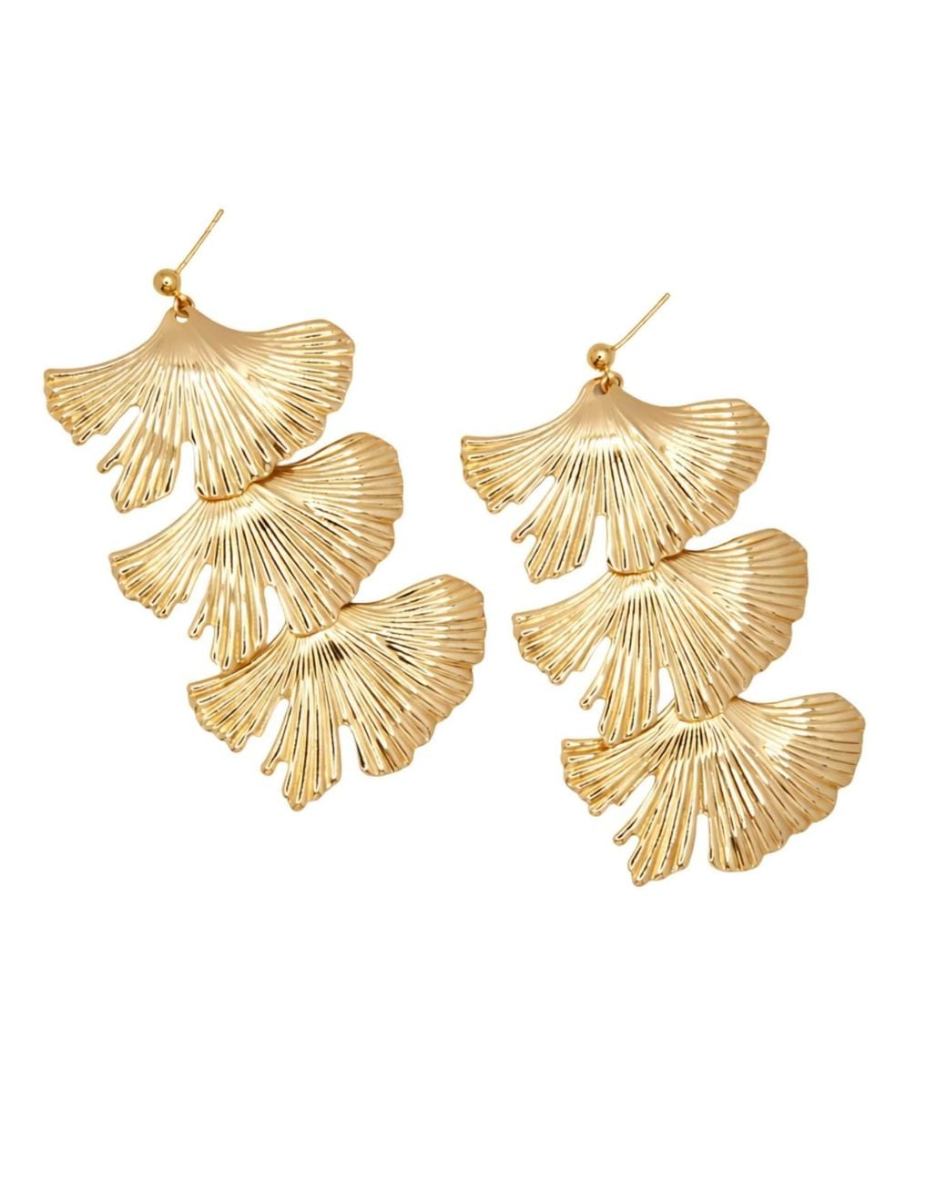 Uchi and Soto Gingko Statement Layered Earrings in Metallic | Lyst