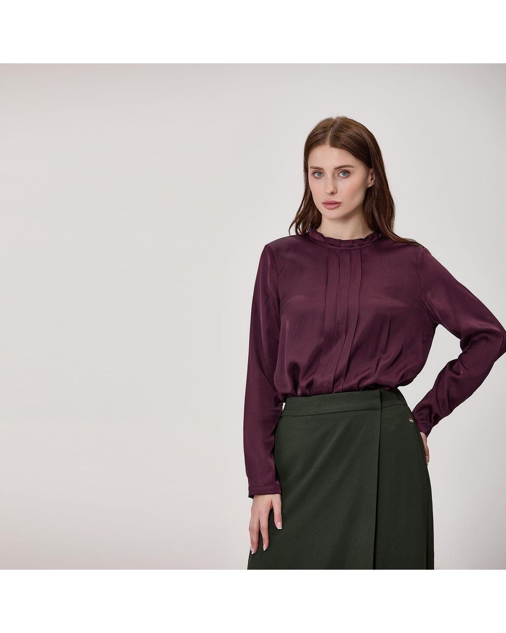 Smart and Joy Pink Long-Sleeved Blouse With Pleats