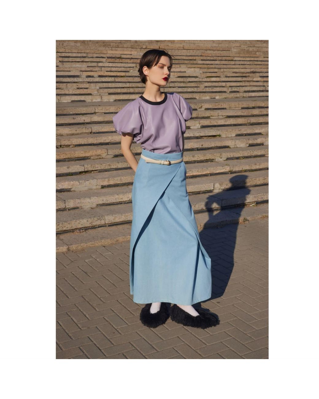Julia Allert Purple Puff Sleeve Faux Leather Top –