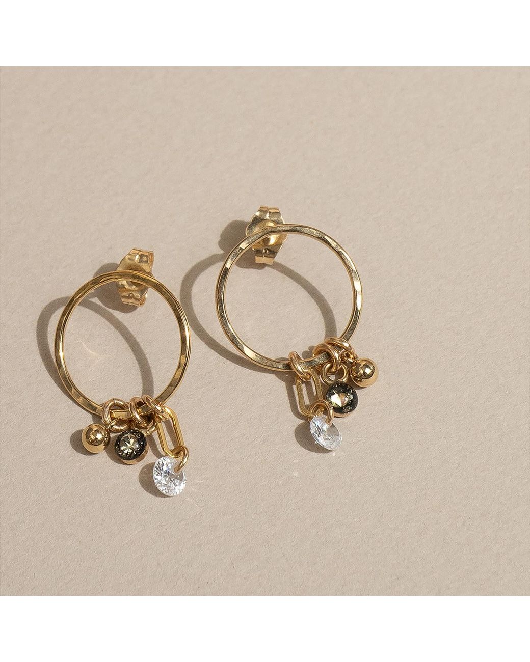 Kate Koel Metallic Charm Hoop Stud Earrings