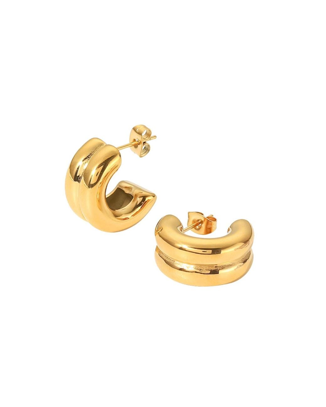 Olivia Le Metallic Santos Double Layered Huggie Earrings