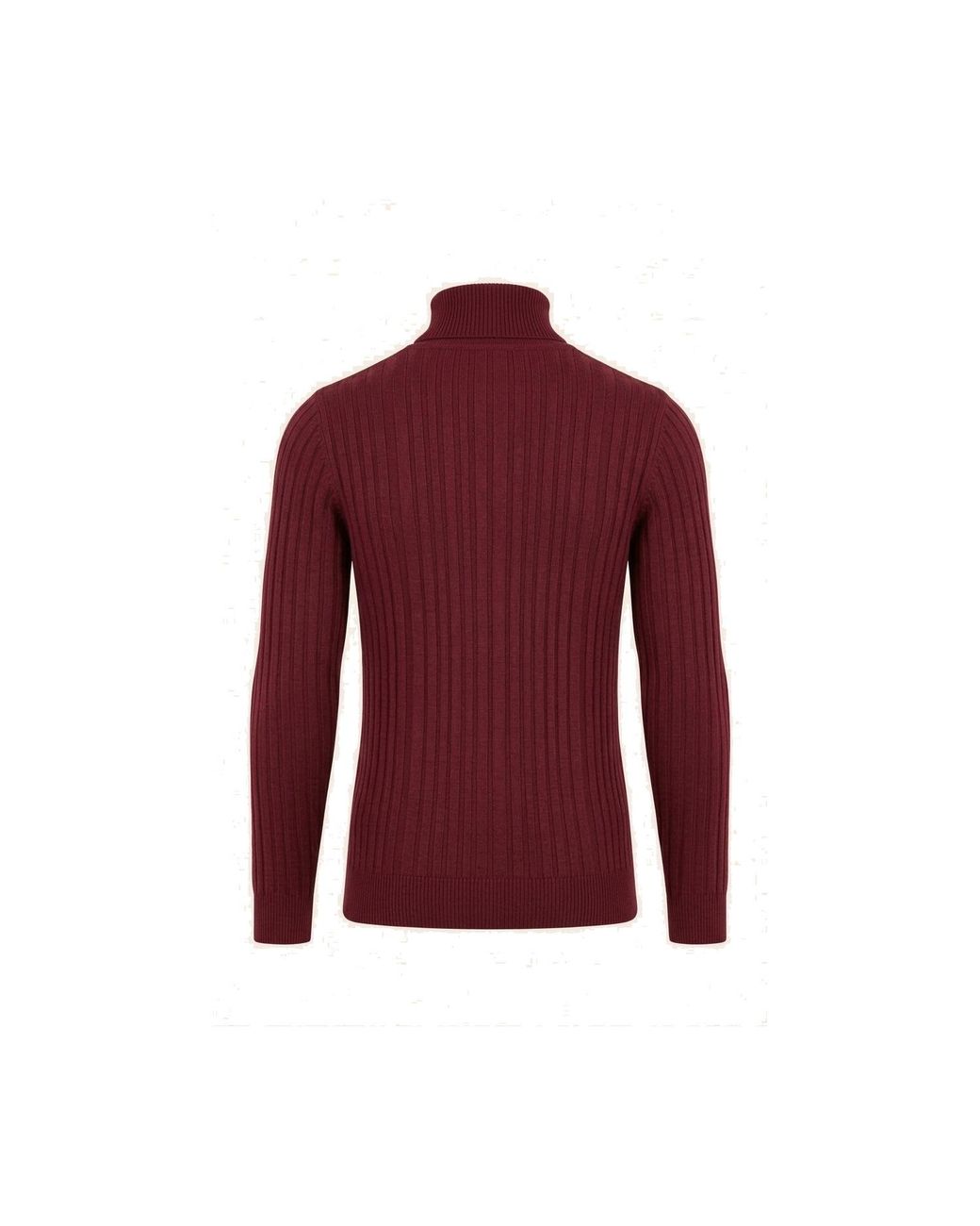 Ron Tomson Red Roll Neck Ribbed Sweater for men